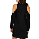 Summer Chiffon Fashion V-neck Women Dress Cold Sleeves Solid Dresses (L)