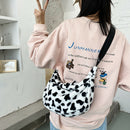 Women Plush Cow Printed Chest Bag Casual Street Crossbody Shoulder Pack (1)