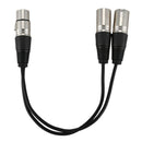 New 3pin XLR FEMALE jack to dual 2 MALE plug Y SPLITTER cable adaptor 1 ft