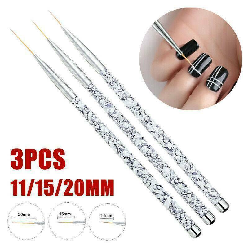 Nail Art Brush Liner Painting Drawing Flower Pen Marble Manicure Tools 3Pcs/Set