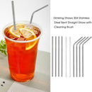 Drinking Straws 304 Stainless Steel Bent Straight Straw with Cleaning Brush