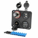 12V Car 2 Dual Cigarette Lighter Socket+Dual USB Port Charger+Voltmeter Ada