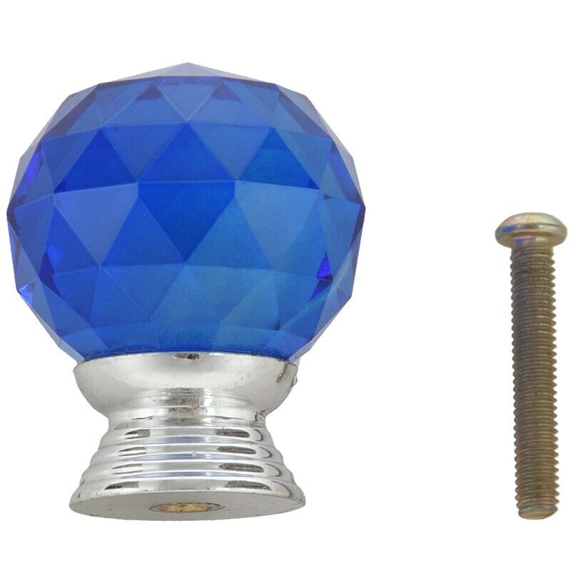 1 x 30MM Crystal Glass Round Door Knob Cabinet Drawer Wardrobe Pull Handle