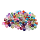 100 Pcs Mixed Crackle Glass Round Beads 8mm Dia. F7B8