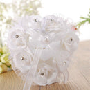 Wedding Ring Pillow,White Ring Pillow For Wedding Lace Crystal Rose Heart R E8R7