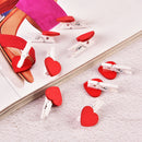 50pcs Red Heart Shape Wooden Clips Clothespins Memo Pegs Photo Paper Clips OME