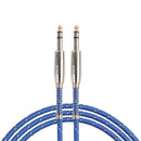 Nylon Braided 6.35mm 1/4 TRS Male Cable Patch Connector for Guitar Bass 1.8m