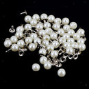 100 Pearls Rivets Studs Set For Dress Clothes Bracelet Bag Crafts  6mm