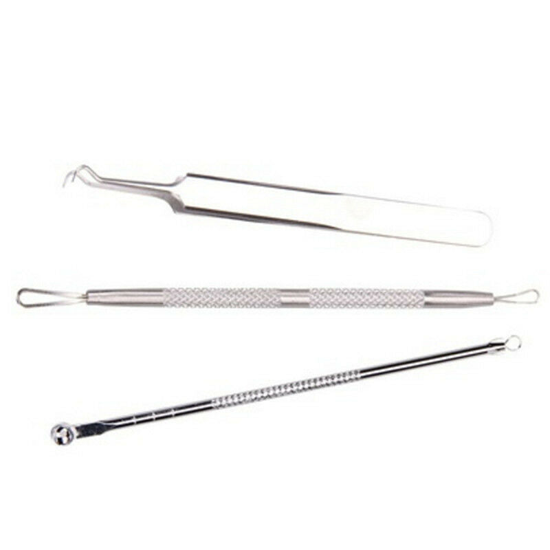 3Pcs Stainless Steel Facial Acne Spot Pimple Remover Extractor Tool Cleansers FT
