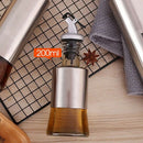 200Ml Kitchen Glass Oil Bottle Stainless Steel Leak-Proof Soy Sauce Vinegar