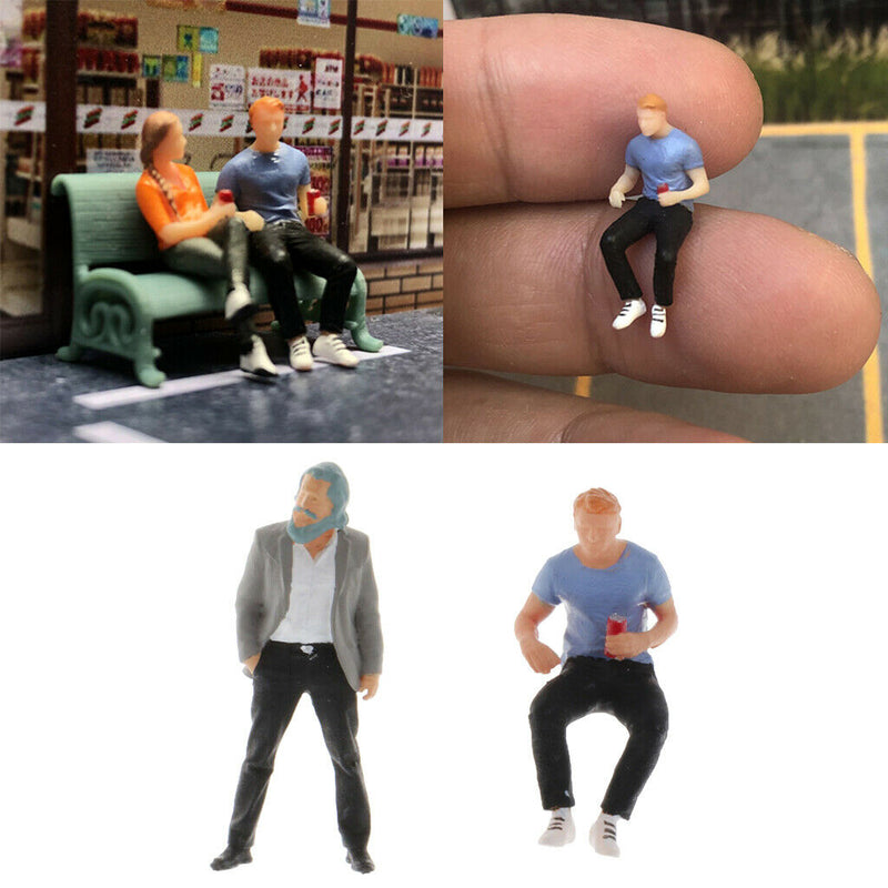 2Pcs 1/64 Mini Street Scenes People Street Park Garden Layout Diorama Decor