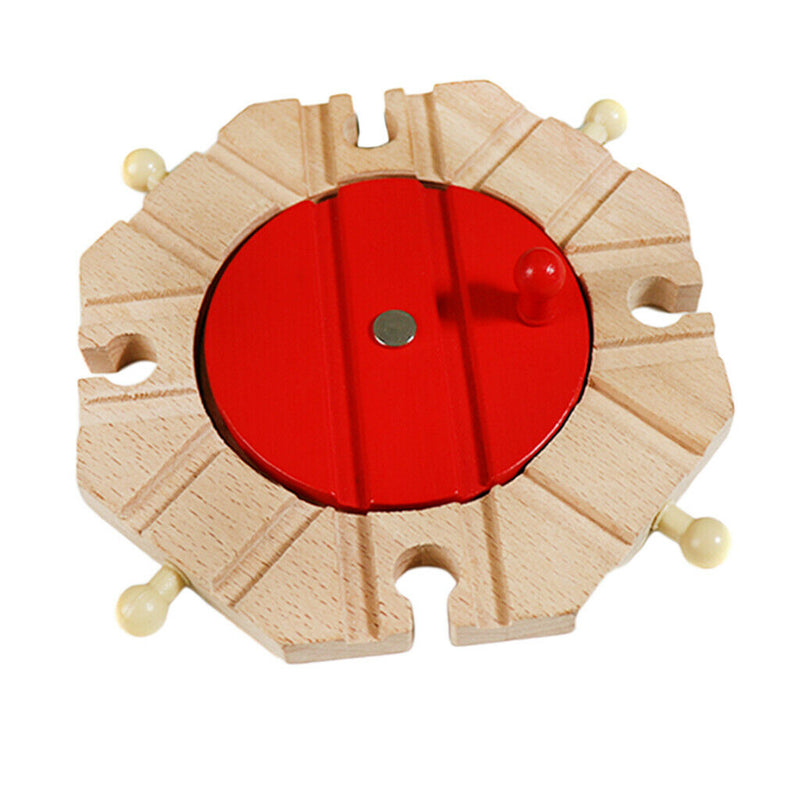 1x Wooden Train Track Turntable Accessories Fun Play Toys Gift Educational