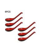 6 Pcs Soup Spoons Asian Chinese Japanese Long Handle Flatware Kitchen Utensils