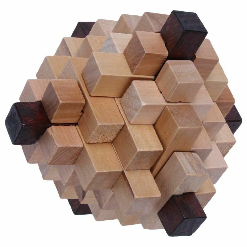 Wooden Primary Color Big Pineapple Lock Logic Puzzle Burr Puzzles Brain Tea Y1L7