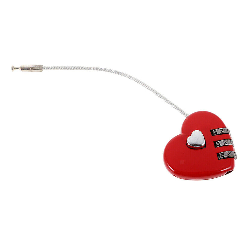 Portable Beautiful Heart Shaped Combination Padlock Combination Lock Travel Case