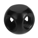 G1/4 Inner Thread 4 Way Water Tube Connector Ball Shaped Adapter(Black)