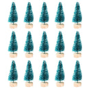 15pcs Snow Pine Mini Christmas Tree DIY Craft Frost Wooden Base Artificial Gift