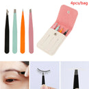 4Pcs/bag Eyebrow Tweezers Stainless Steel Point Slant Flat Tip Removal Makeup FT