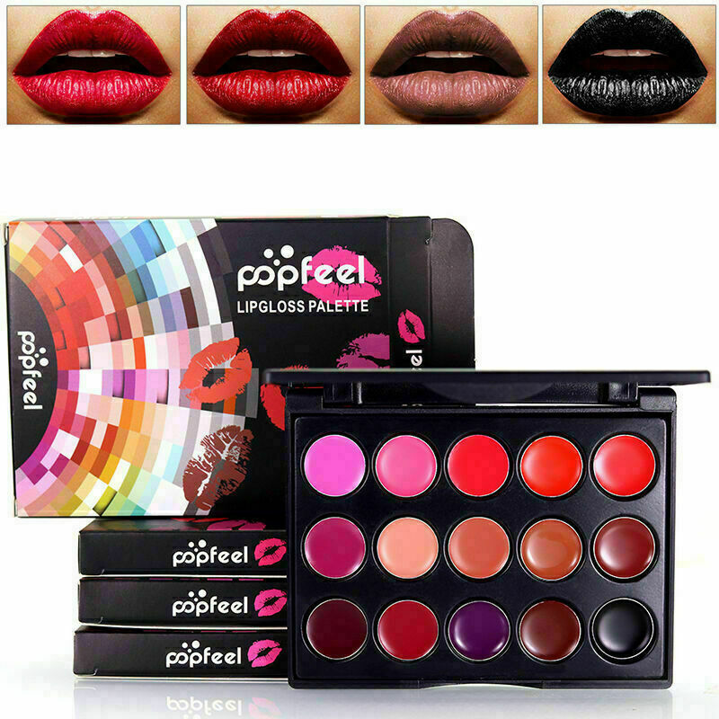 15 Colors feel Lip Gloss Lipstick Long Lasting Beauty Palette Makeup_Cosmet Y0I2