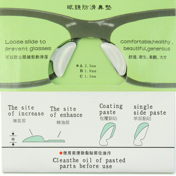 New Clear 5 Pairs Non-slip Silicone Air Chamber Nose Pads For Glasses Eyeglasses
