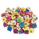 100Pcs Colorful House Shape 2 Holes Wooden Sewing Button For DIY Accessories