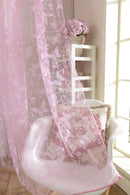 Flocking Butterfly Sheer Curtain Voile Panel Window Balcony Tulle Divider Pink