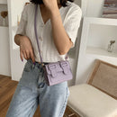 Hit Color Leather Crossbody Bags Women Small Shoulder Pouch (Light Purple)
