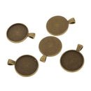100pcs 25mm Round Alloy Base Cameo Setting Cabochon Charms Pendant DIY Craft