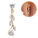 Sexy Zircon Reverse Belly Button Ring Dangle Bar Navel Ring Body Piercing J E6R5