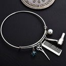 Creative Hair Dryer Scissor Comb Pendants Adjustable Bangles Bracelets Jewe OZ