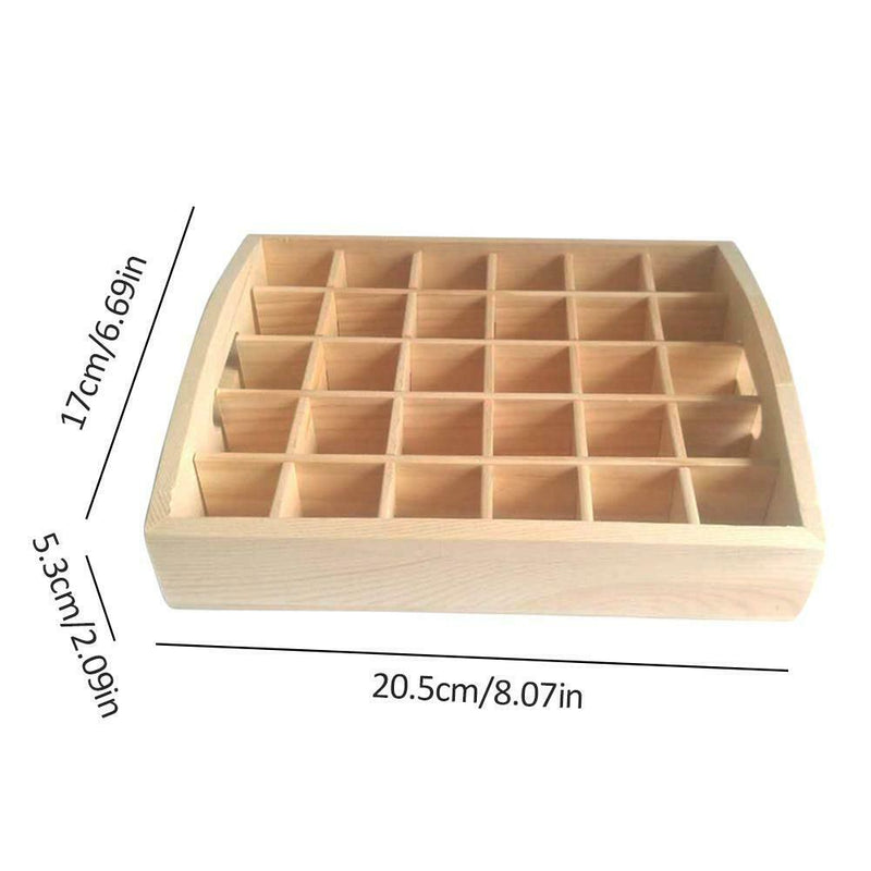 30 Grid Solid Wooden Rotating Essential Oil Bottle Holder Tray Diffuser Display