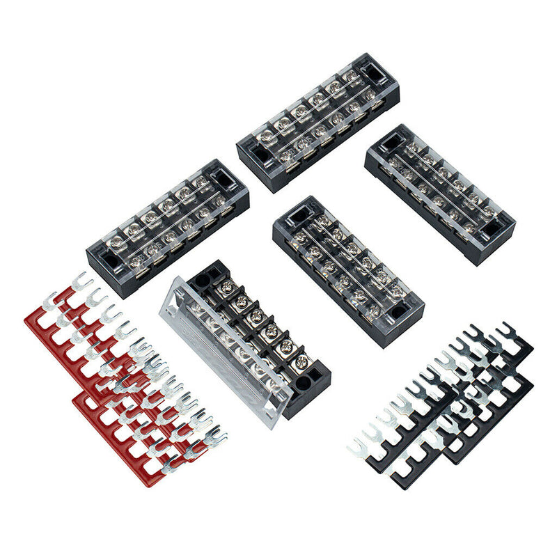 5x Block/Strip 6Position 25A Wire Barrier Dual Row Screw Terminal Panel