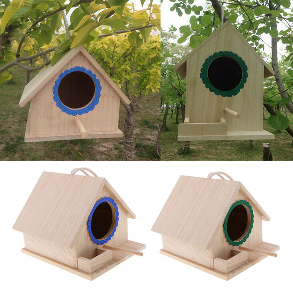 2X Wood Bird House, Unfinished DIY Arts and Crafts Bird House, Woodland Cabin