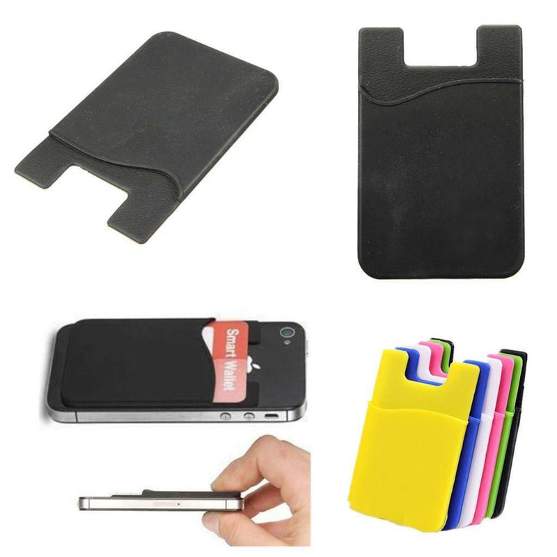 Silicone Mobile Phone Wallet Credit Card Cash Stick Adhesive Holder Case ATZZ
