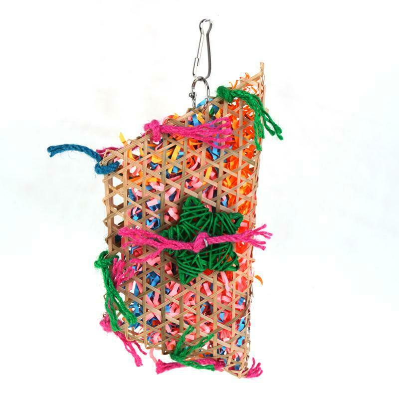 Colorful Bamboo Weave Cotton rope Swing Parrot Bird Toys Cockatiel Chewing