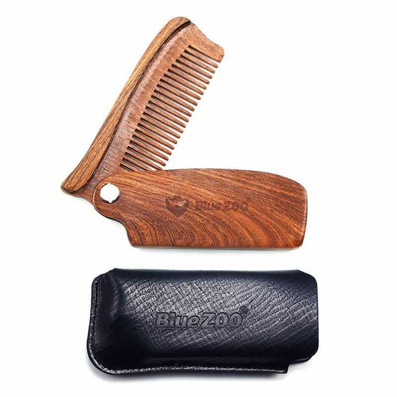 Blue Zoo Wooden Folding Beard Comb Pocket Size Moustache Hair Combs Anti-st U7V4