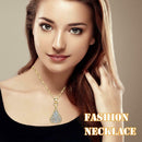 Boho Waterdrop Earrings Crystal Hollow Pendant Necklace Set Bride Jewelry
