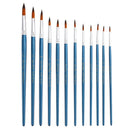 12pcs Pro Art Paint Brush Nylon Brushes Fine Pointed For Watercolor Acrylic Oil