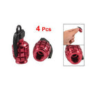 4 Pcs Car Crimson Alloy 7mm Threaded Tire Valve Caps V7Y7