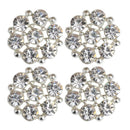 10pcs Alloy Rhinestone Flower Buttons for DIY Bridal Wedding Embellishments