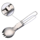 Foldable Camping Hike Cook Picnic Spork Stainless Steel Fork Spoon Utensilã€NME
