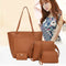 4pcs Women PU Leather Handbag Shoulder Bag Clutch Bag Card Holder(Brown)