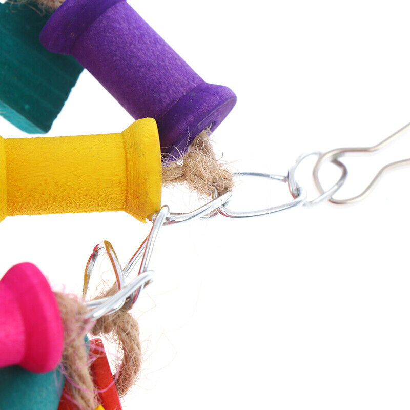 Colorful Wood Parrot Toys Durable Macaw Cage Chew Swing Bird Conure Pet To OZ