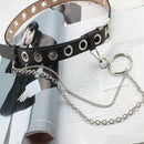 Women Men Punk Leather Belt Rivet Eyelet Stud Grommet Holes Buckle Chain New 3C