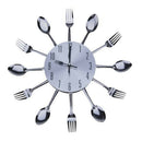 Modern Design Sliver Cutlery Kitchen Wall Clock Spoon Fork Room Decor