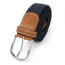 Pop Deep Blue Casual Men Leather Braided Elastic Stretch Golf Belt Waistba JJI