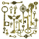 50pcs Bronze Key Pendant DIY Findings Jewelry Making for Necklace Keychain