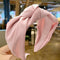 Women Headband Knot Solid Wide-brimmed Fabric Girl Hair Accessories (Pink) A#S
