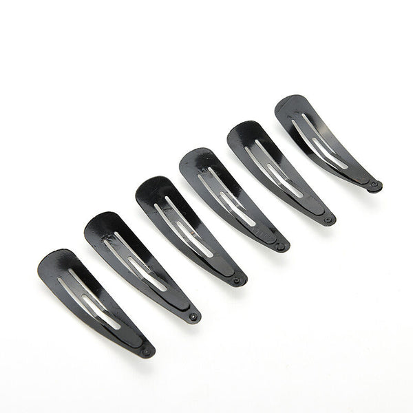 100 Pcs Girls Kids Hair Snap Clips Black Metal BB Hairclip Accessories 5cm LJ