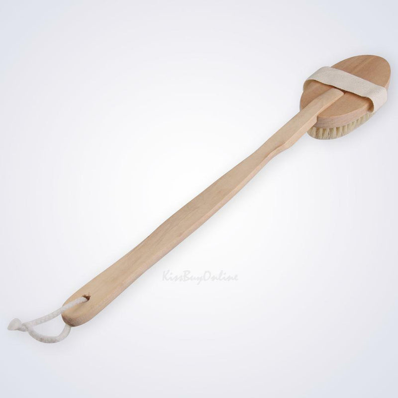 Natural Wood Bath Shower Body Back Brush Bristles SPA Long Handle Scrub Massager